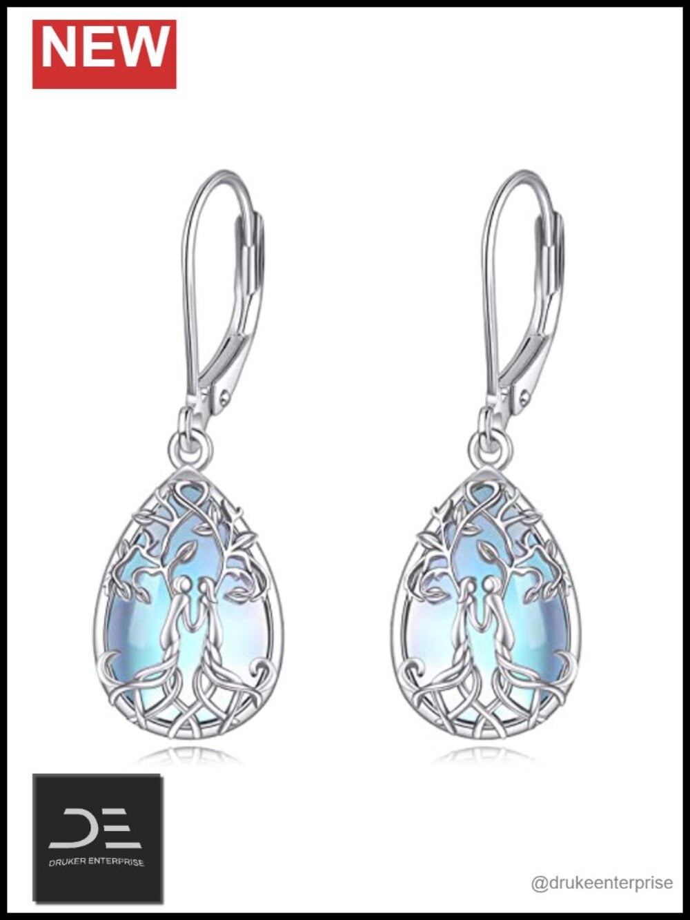 Sister Earrings Sterling Silver Moonstone Drop Dangle Jewelry Gift for Sister